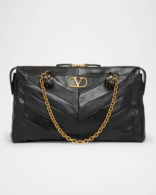 Panthea Medium Patchwork Chevron Shoulder Bag